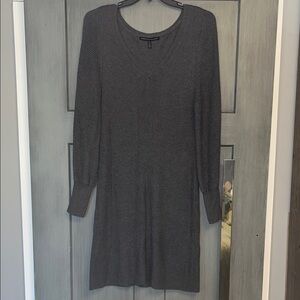White House/Black Market-Sz XL Women’s Charcoal V‑Neck Long Sleeve Sweater Dress